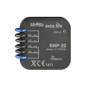 Radio flush-munted transmitter, 4-channel, battery-powered